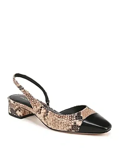 Veronica Beard Cecile Embossed Leather Slingback Flats In Latte/black