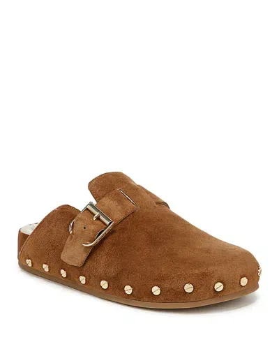 Veronica Beard Fern Suede Buckle Cozy Loafer Clogs In Caramel