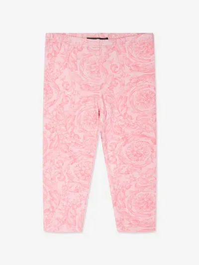 Versace Baby Barocco Cotton-blend Leggings In Pink