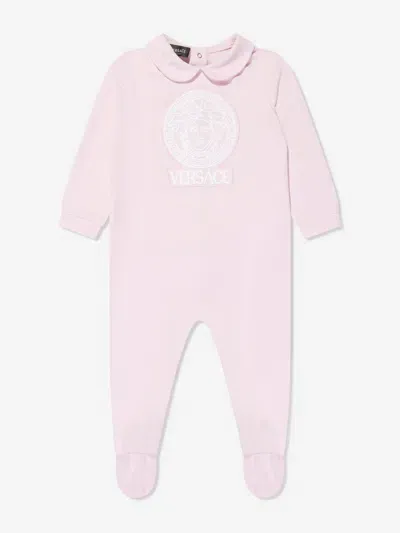 Versace Unisex Medusa Logo Jersey Footie - Baby In Pink