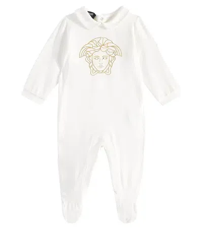 Versace Baby Medusa Embroidered Cotton-blend Onesie In White