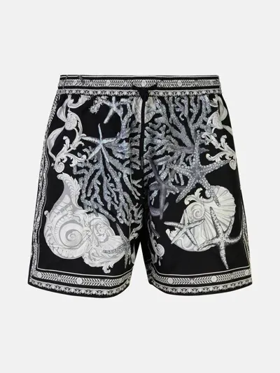 Versace Kids' 'barocco' Black Polyester Swim Shorts