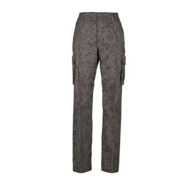 Versace Barocco Jacquard Straight Leg Cargo Trousers In Multi