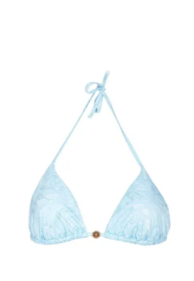 Versace Barocco Print Swim Bikini In Azzurro