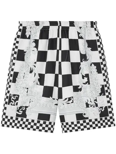 Versace Barocco-print Swim Shorts In Schwarz