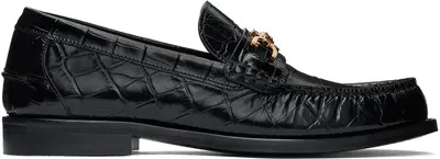 Versace Black Croc-effect Medusa '95 Loafers