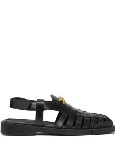 Versace Medusa '95 Caged Leather Sandals In Schwarz