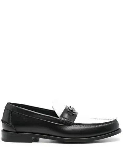 Versace Black Medusa Leather Loafers In Multicolor