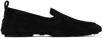 Versace Black Villa Driver Loafers In 1b000-black