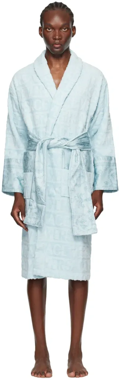 Versace Blue 'i Heart Baroque' Robe In 1uh90-pale Blue