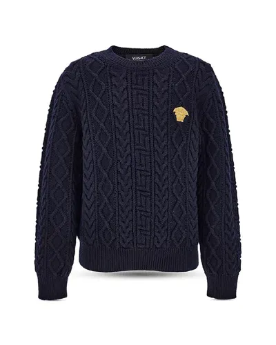 Versace Boys' Cable Mix Knit Sweater - Little Kid In Uniform