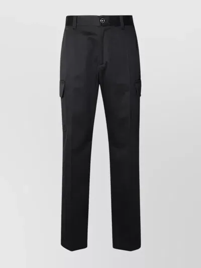 Versace Straight-leg Wool Cargo Trousers In Black