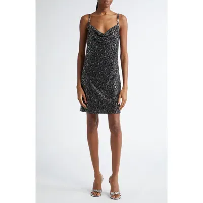 Versace Crystal Embellished Cowl Neck Cocktail Dress In Black