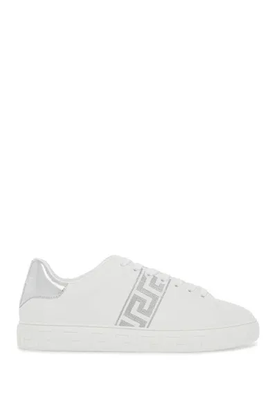 Versace Embroidered Greek Pattern Sneakers In In Multicolor