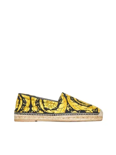 Versace Barocco Kids Espadrilles In Nero