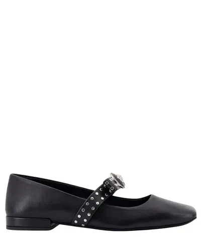 Versace Gianni Ribbon Ballet Flats In Black