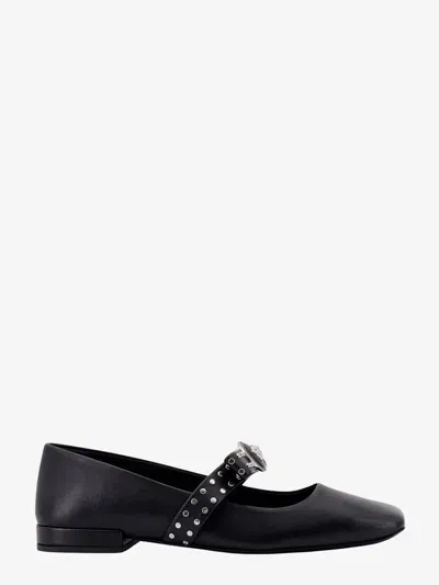 Versace Gianni Ribbon Ballerinas In Black