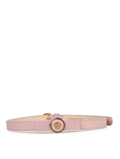 Versace Gianni Ribbon Pink Leather Belt In Color Carne Y Neutral