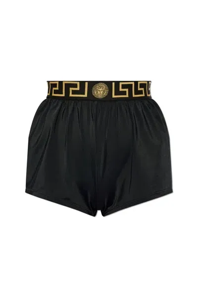 Versace Greca Border Swim Shorts In Black