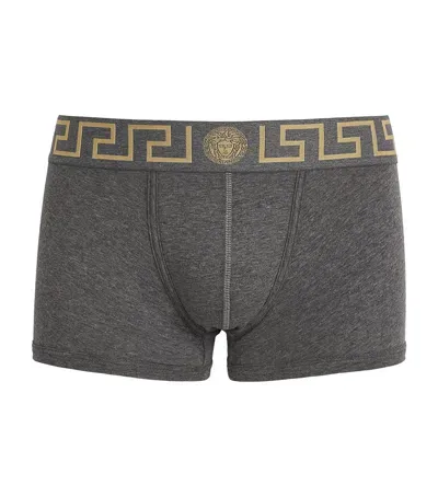 Versace Greca Low-rise Trunks In Grey