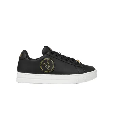 Versace Jeans Couture Court 88 Leather Sneakers In Black