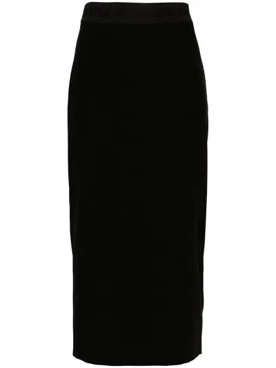 Versace Jeans Couture Decorative-button Midi Skirt In Black