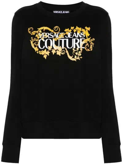 Versace Jeans Couture Barocco Logo-print Sweatshirt In Black