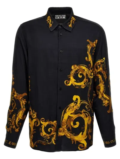 Versace Jeans Couture Abstract-print Long-sleeve Shirt In Black