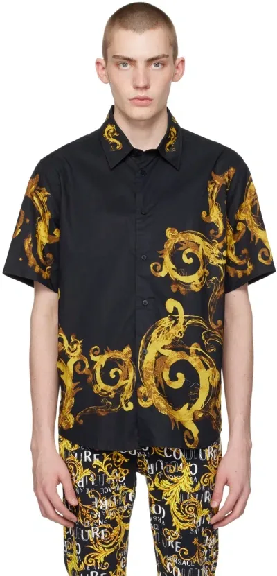 Versace Jeans Couture Black Watercolor Couture Shirt