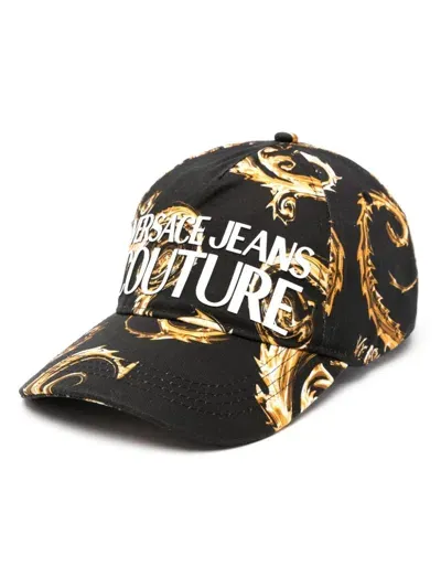 Versace Jeans Couture Chrome Couture-print Baseball Cap In Black