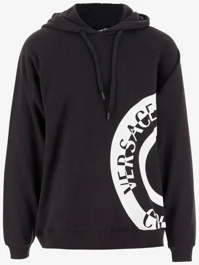 Versace Jeans Couture Cotton Sweatshirt With Logo In Black