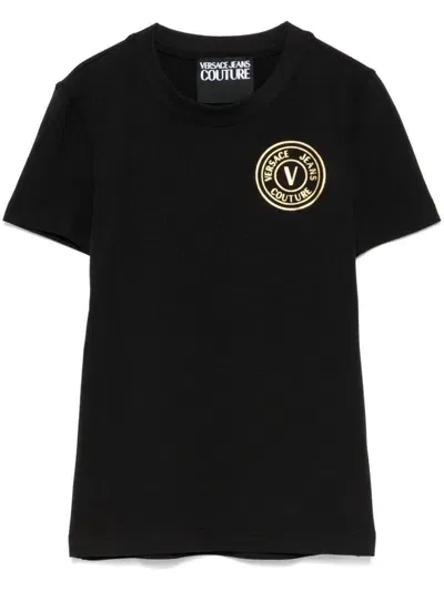 Versace Jeans Couture Cotton T-shirt With Logo Print. In Black