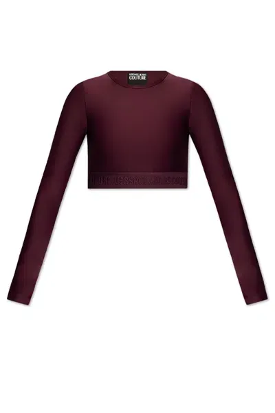 Versace Jeans Couture Logo-hem Cropped Top In Purple