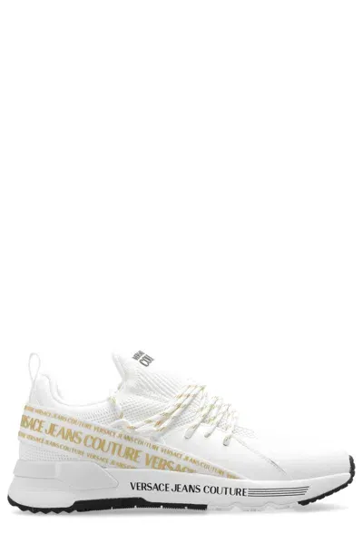 Versace Jeans Couture Dynamic Logo-strap Round-toe Sneakers In White