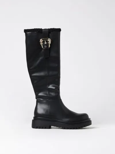 Versace Jeans Couture Boots With Buckle On The Ankle In Black