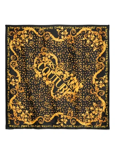 Versace Jeans Couture Floral-print Scarf In Black