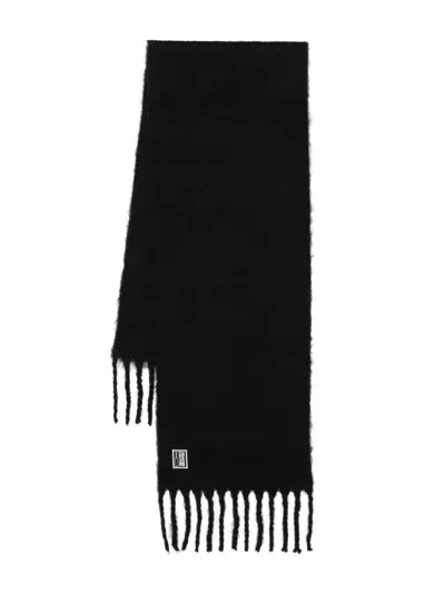 Versace Jeans Couture Fringed Scarf In Black