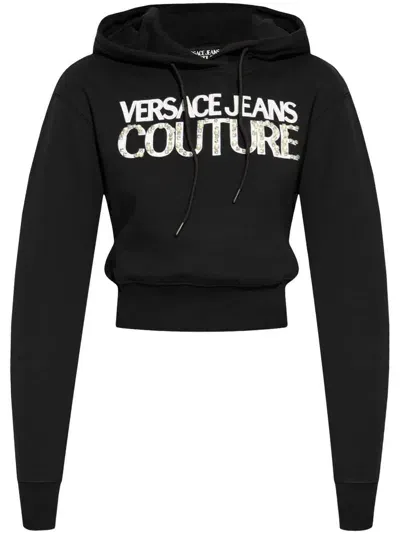 Versace Jeans Couture Logo-print Cotton Hoodie In Black