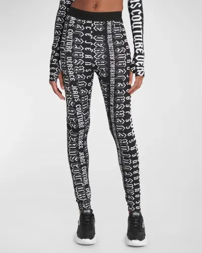 Versace Jeans Couture Logo-print Leggings In Black