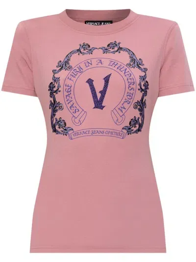 Versace Jeans Couture Logo T-shirt In Pink