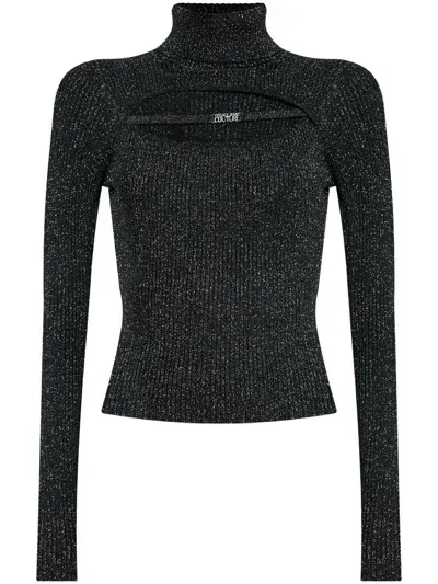 Versace Jeans Couture Lurex-detail Sweater In Black