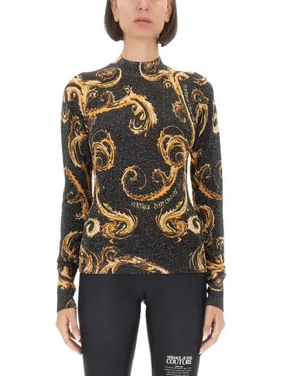 Versace Jeans Couture Lurex Knit T-shirt In Multicolour