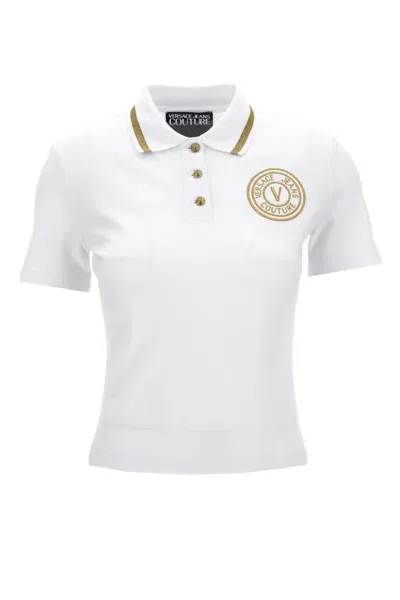 Versace Jeans Couture V-emblem Polo Shirt In White