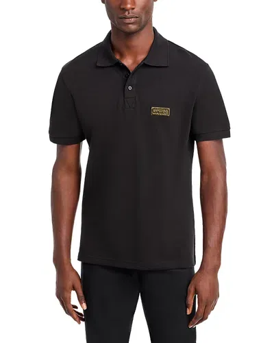 Versace Jeans Couture Regular Fit Cotton Piquet Polo Shirt In Black