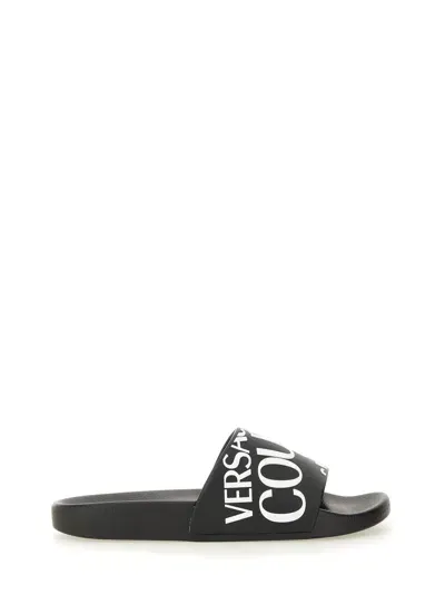 Versace Jeans Couture Logo Printed Slip In Black