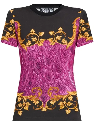 Versace Jeans Couture Snakeskin-print T-shirt In Multicolour