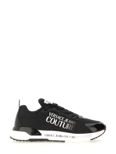 Versace Jeans Couture Logo-print Almond-toe Sneakers In Black