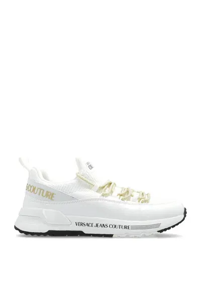 Versace Jeans Couture Dynamic Logo-print Leather Sneakers In White