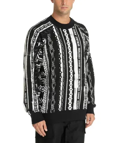 Versace Jeans Couture Stripes Sweatshirt In Black