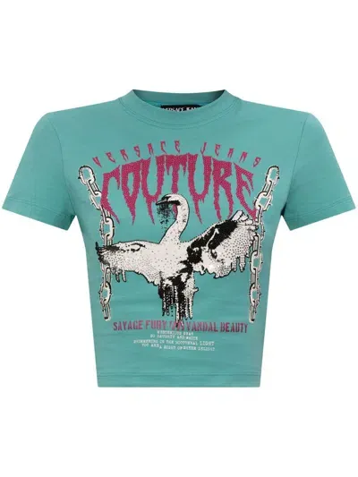 Versace Jeans Couture Swan Chain T-shirt In Blue